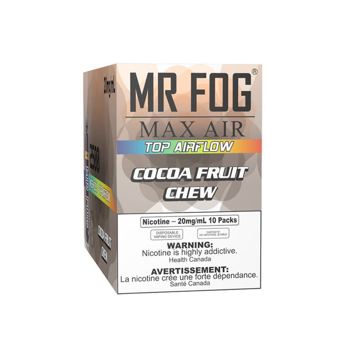 Mr fog max air 2500 cocoa fruit chew 20mg/mL disposable