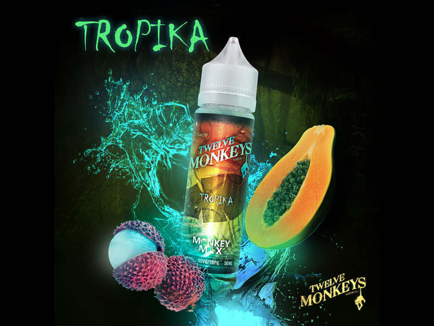 Twelve monkeys nicotine free  tropika lychee papaya passionfruit 60ml