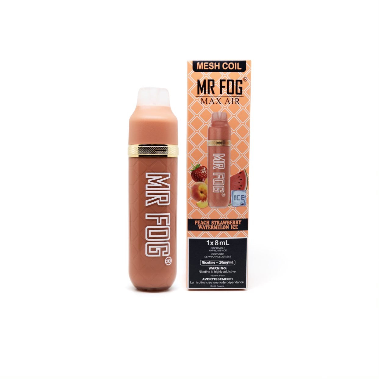 Mr fog max air 2500 peach strawberry watermelon ice 20mg/mL disposable