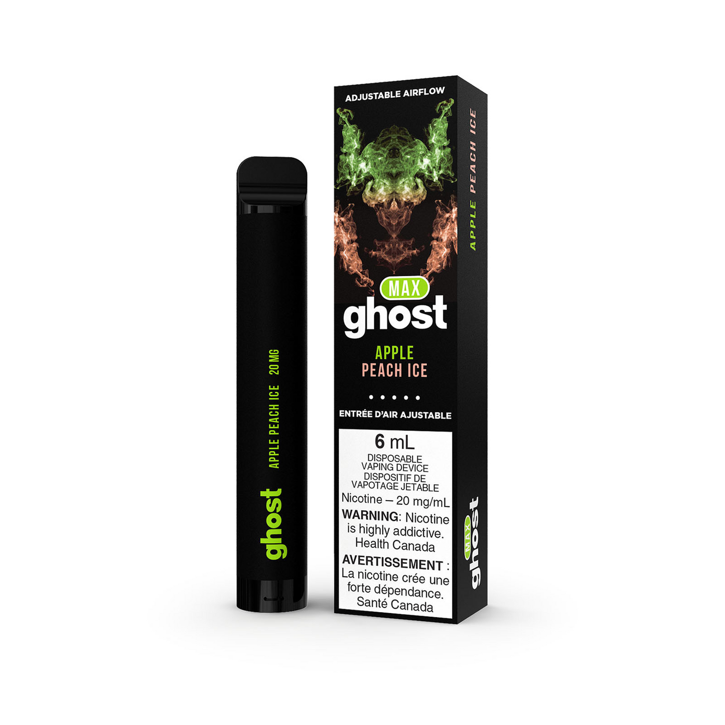 Ghost max apple peach ice 20mg/mL disposable