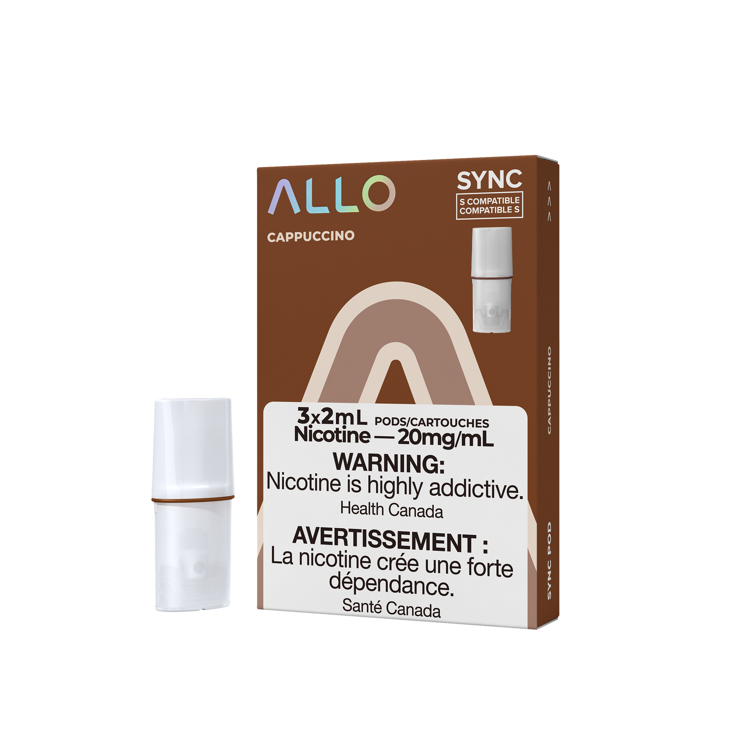 Allo sync cappuccino 20mg/mL pods