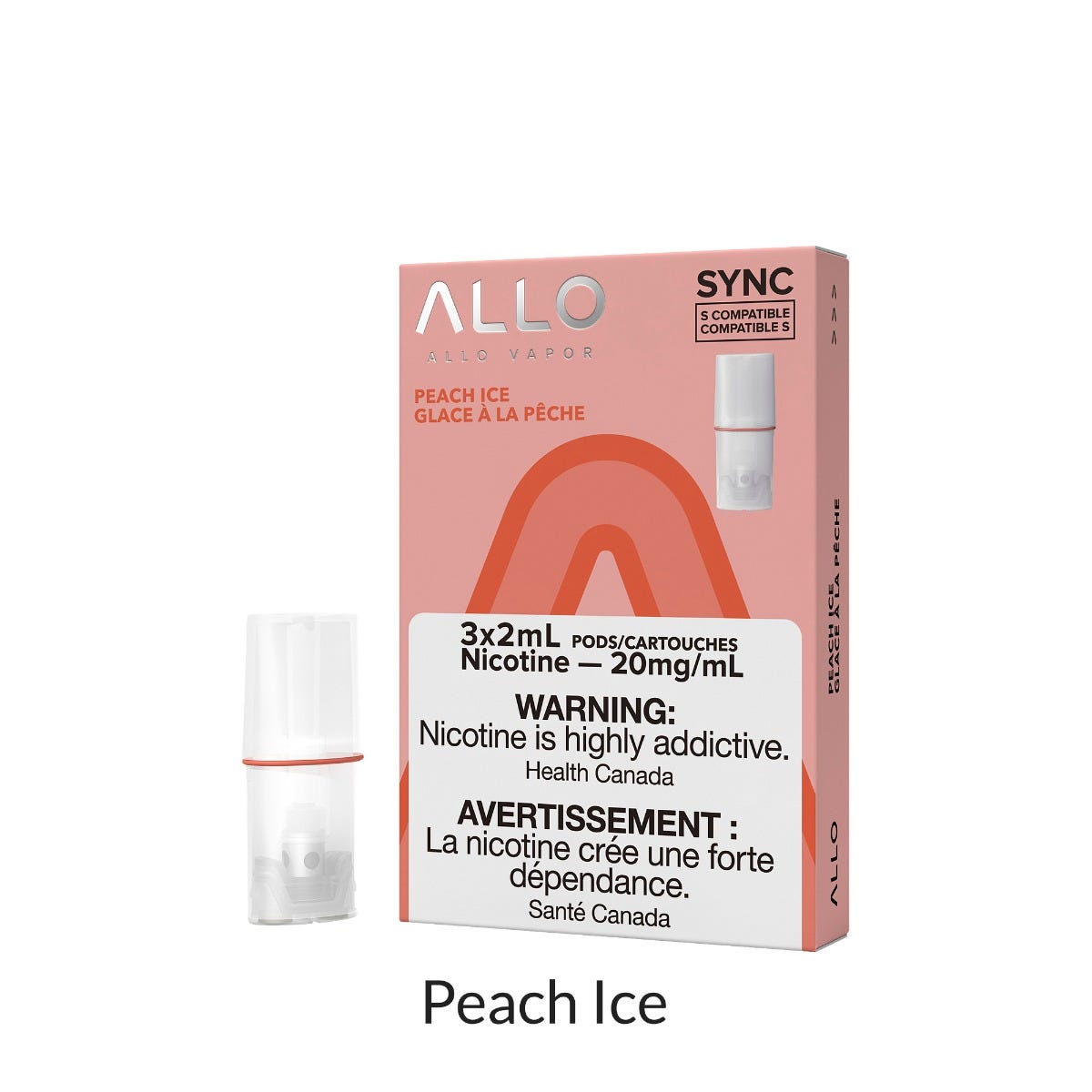 Allo sync hit peach ice 20mg/mL pods